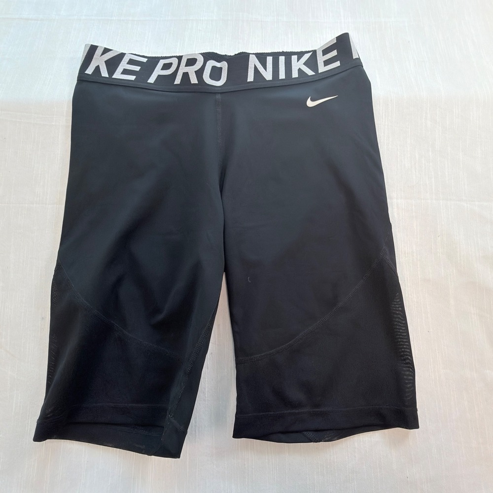 Nike Pro Shorts Women Large Black Excellent Mesh Panel Dri-FIT AR6709-010